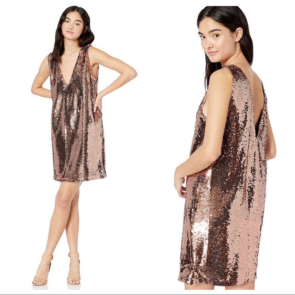 BB Dakota V-Neck Sequin Shift Dress